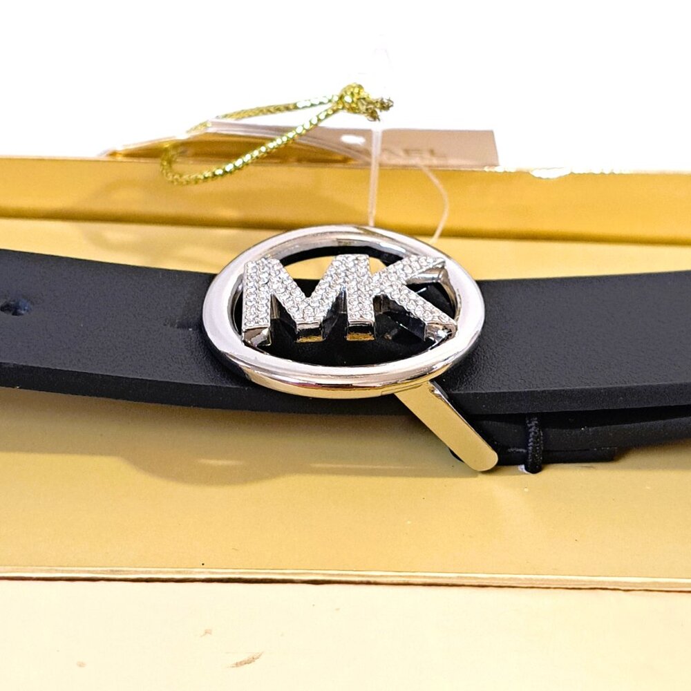Michael Kors Women’s Black 25MM S/M Rhinestone Pave Logo Belt NWT - Picture 9 of 11